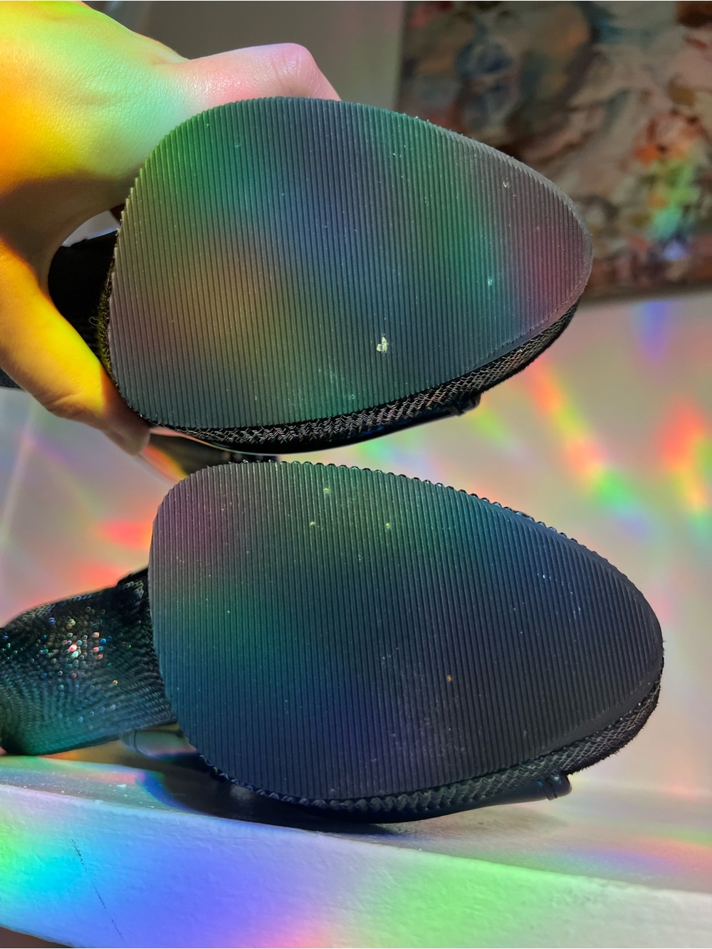 Pleaser Holographic Black Platform Rhinestone Lace-Up Boots sz 12 read post - Picture 10 of 16